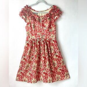 KAY UNGER Silk New York Womens sz 12 Red Dress Sleeveless Floral